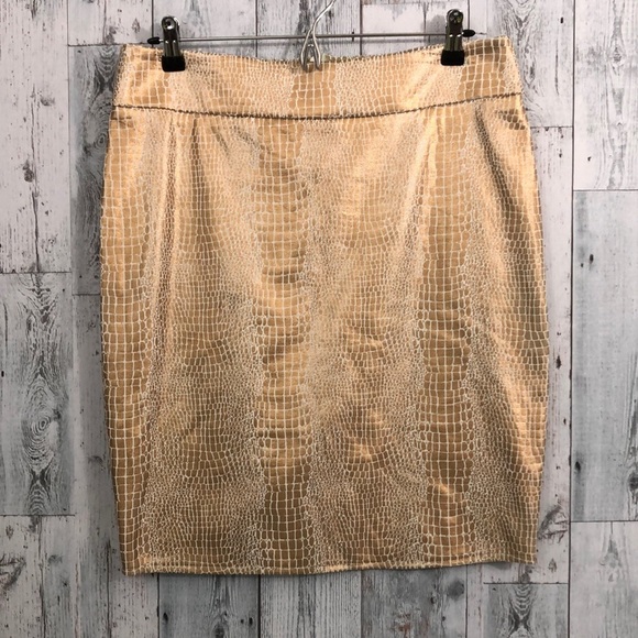 Mason Thomas Gold Snake Print Pencil Skirt Medium - Picture 1 of 6